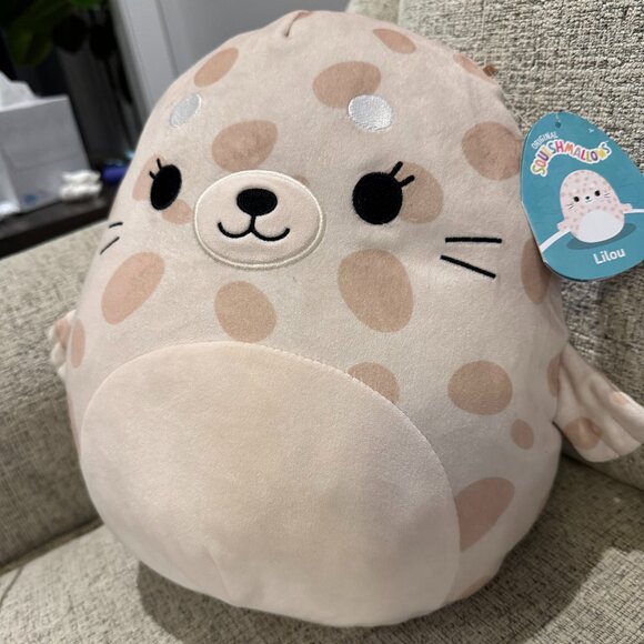 Squishmallows Lilou 12” Seal Pup Walrus Deep Sea Lion Ocean Spotted Dodgeball - Picture 1 of 13